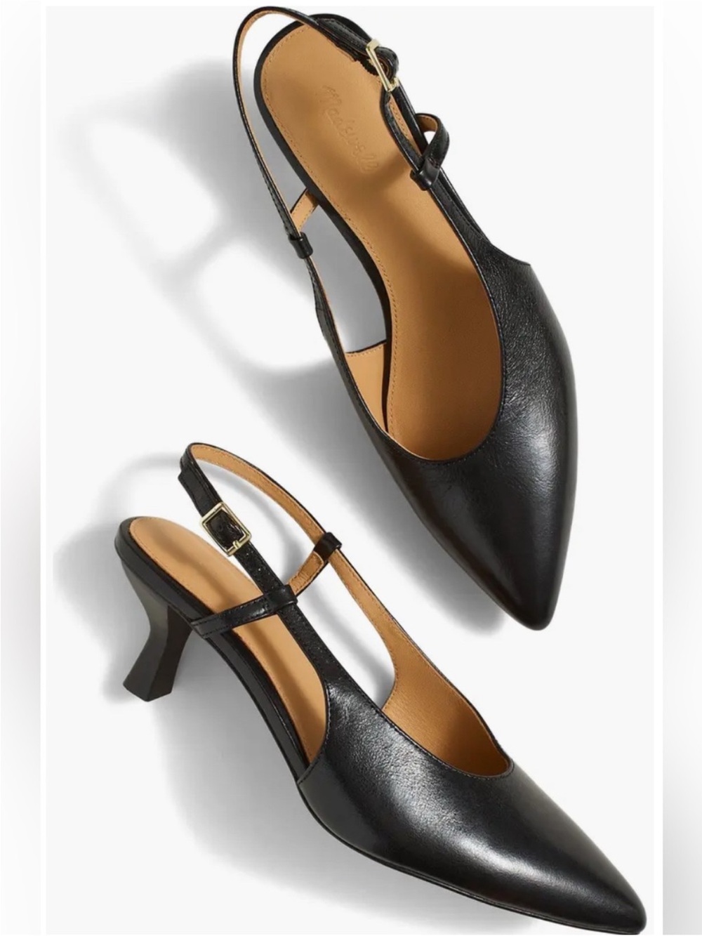 Madewell Black Debbie Slingback Mid-Heel Pumps